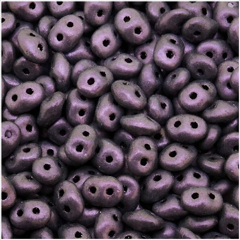 SuperDuo Beads Two-hole 5×2.5mm Polychrome Dark Amethyst 22.5GM