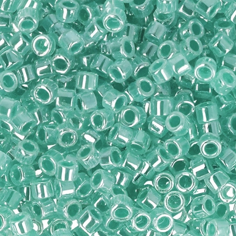 DB0238 Miyuki Delica Seed Beads 11/0 Crystal Lined Green Aqua Luster 7.2GM