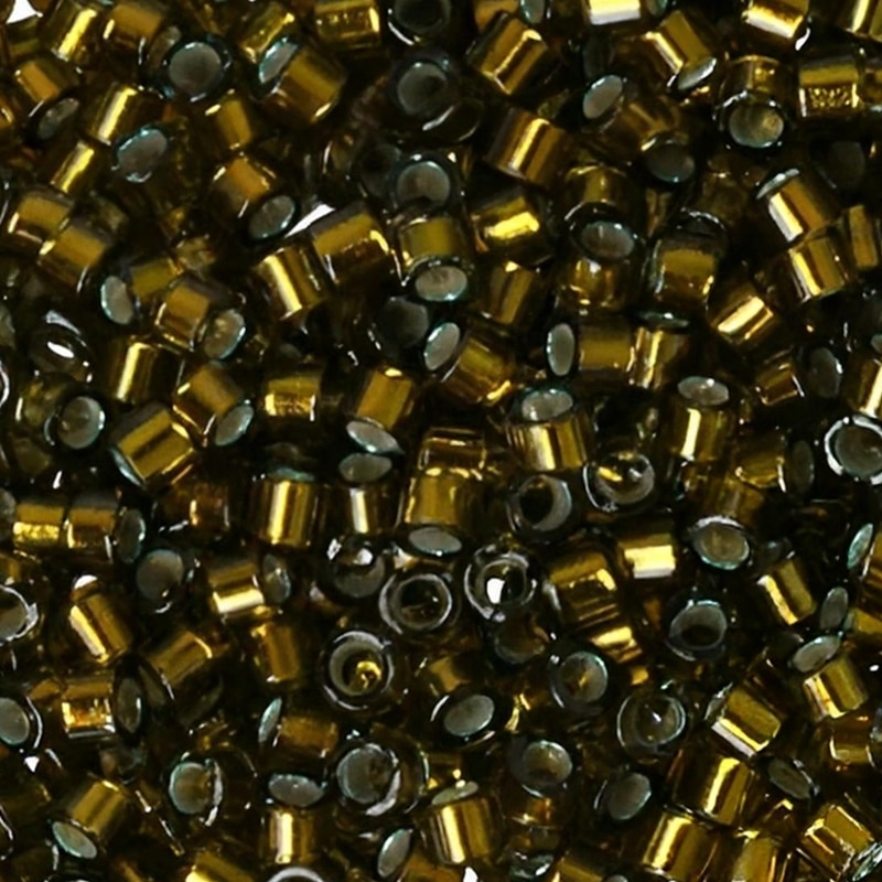 DB0604 Miyuki Delica Seed Beads 11/0 Silver Lined Golden Olive 7.2GM