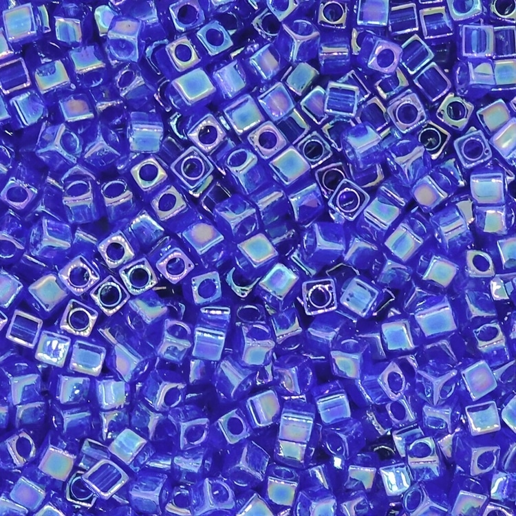 Miyuki Square Seed Beads 1.8mm Transparent Cobalt AB 8.2GM