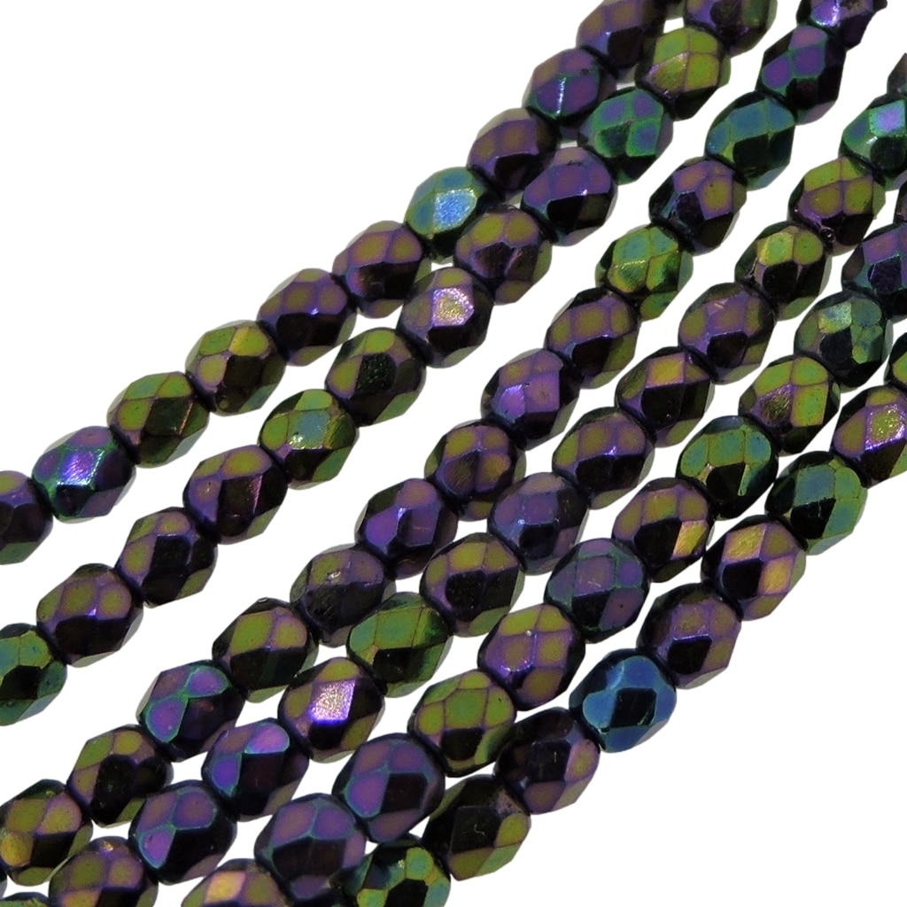 Fire Polished Faceted 3mm Round Beads 50pcs – Purple Iris