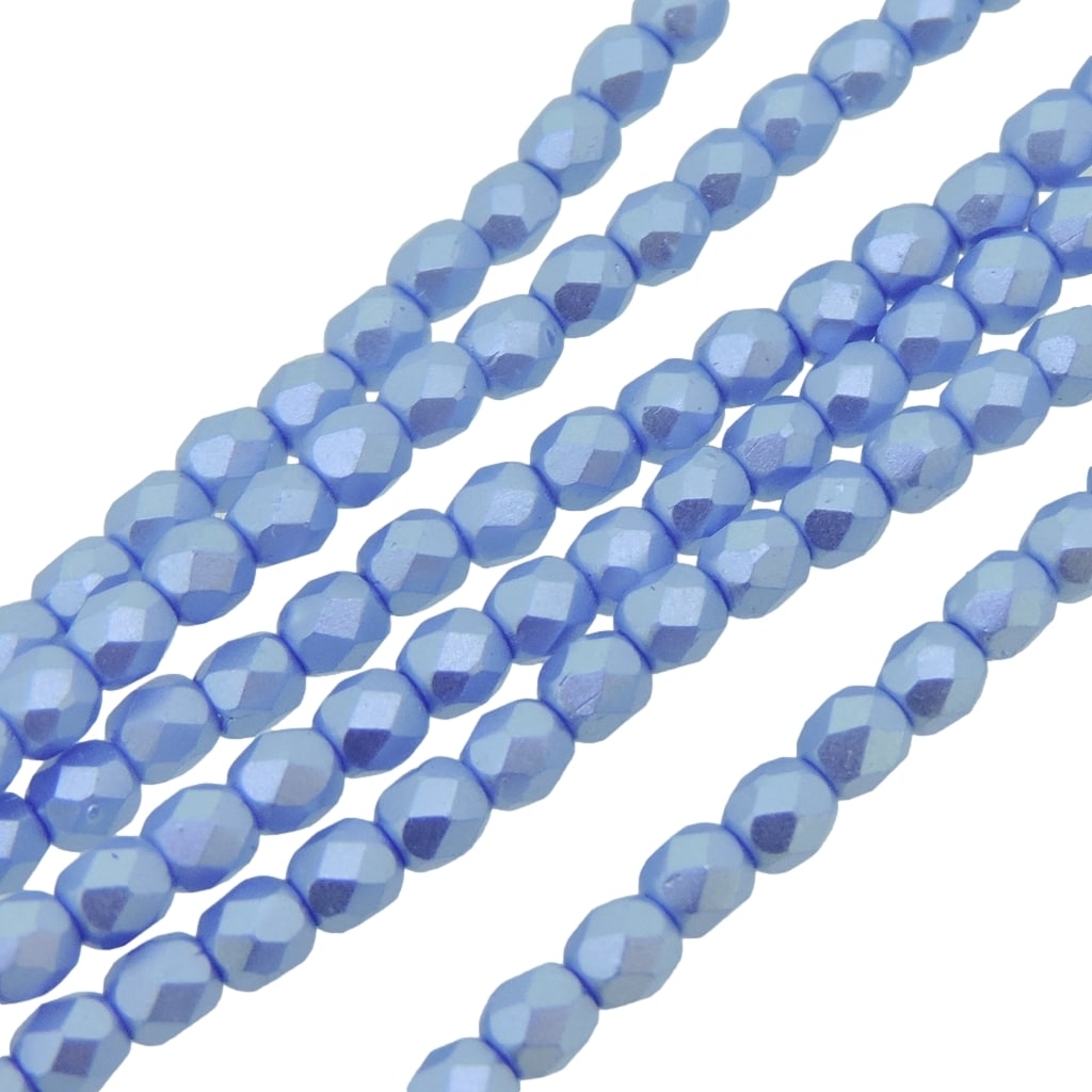 Fire Polished Faceted 3mm Round Beads 50pcs – Pastel Light Sapphire