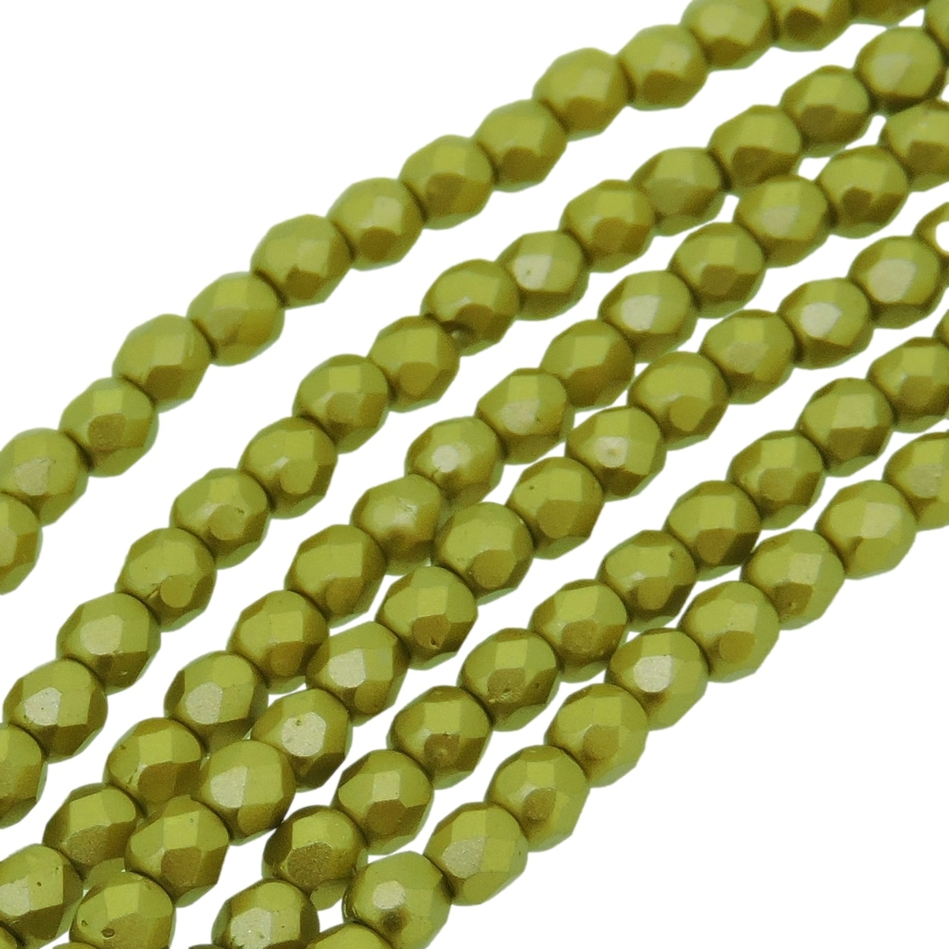 Fire Polished Faceted 3mm Round Beads 50pcs – Pastel Lime
