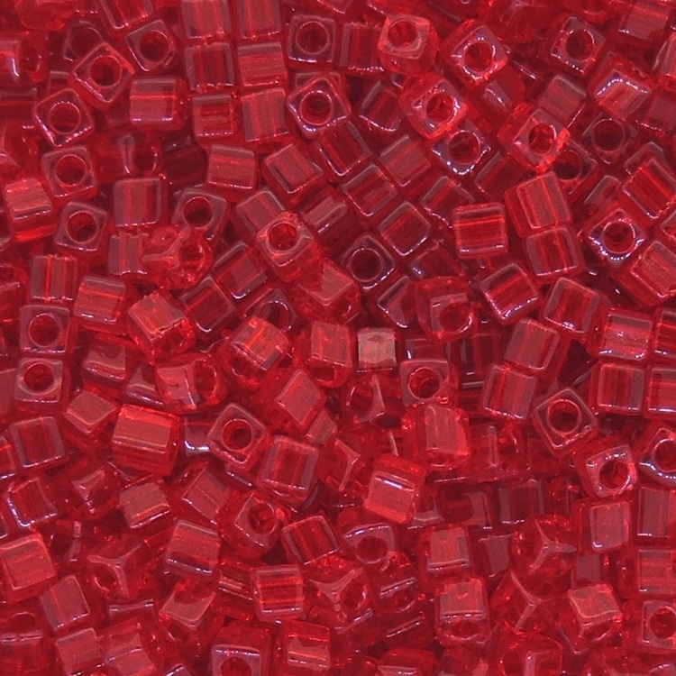 Miyuki Square Seed Beads 1.8mm Transparent Red 8.2GM