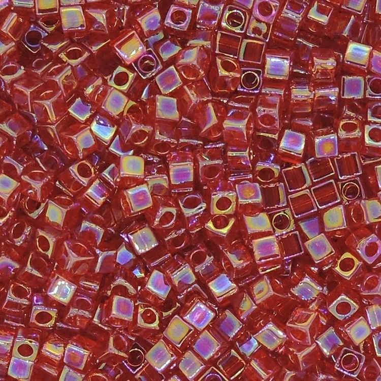 Miyuki Square Seed Beads 1.8mm Transparent Red AB 8.2GM