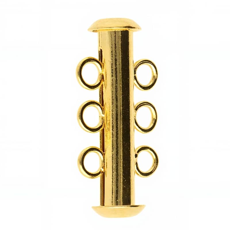 Slide Lock Magnetic Clasps 3-Strand Gold Plated 22mm. Pack of 3