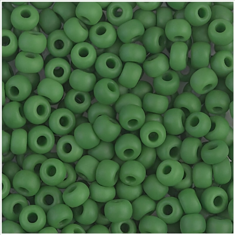 [CLOSE OUT] Miyuki Round Seed Beads 6/0 Matte Opaque Green 20GM 6-411F
