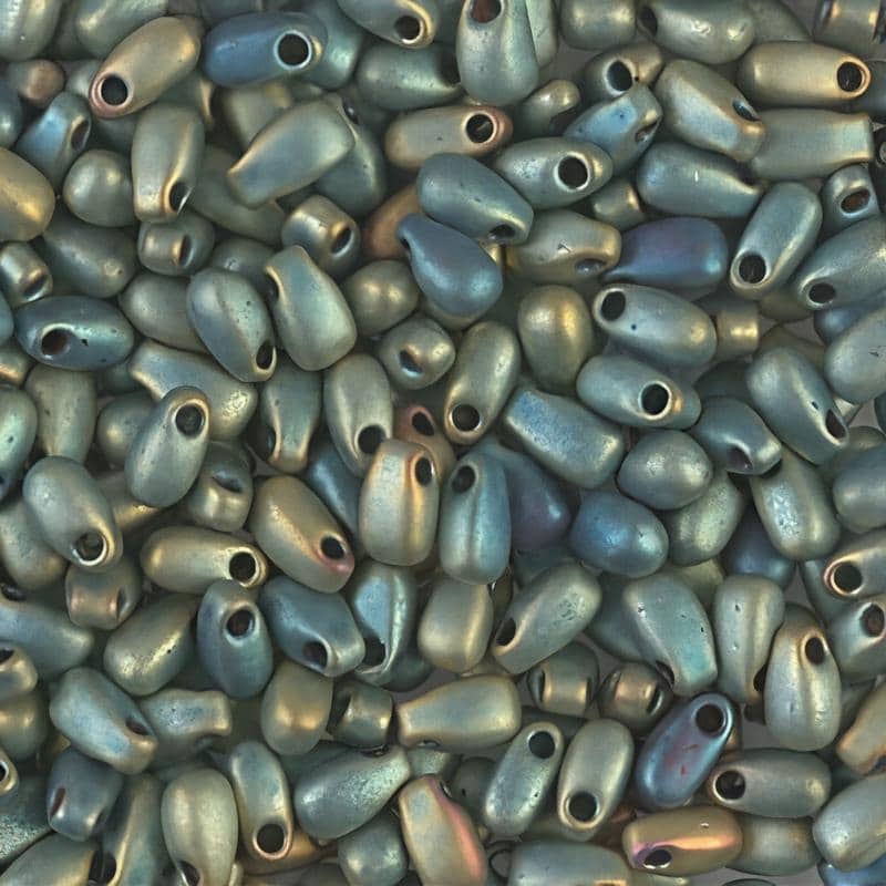 Miyuki Long Drop Beads 5.5mm x 3mm Matte Metallic Patina Iris