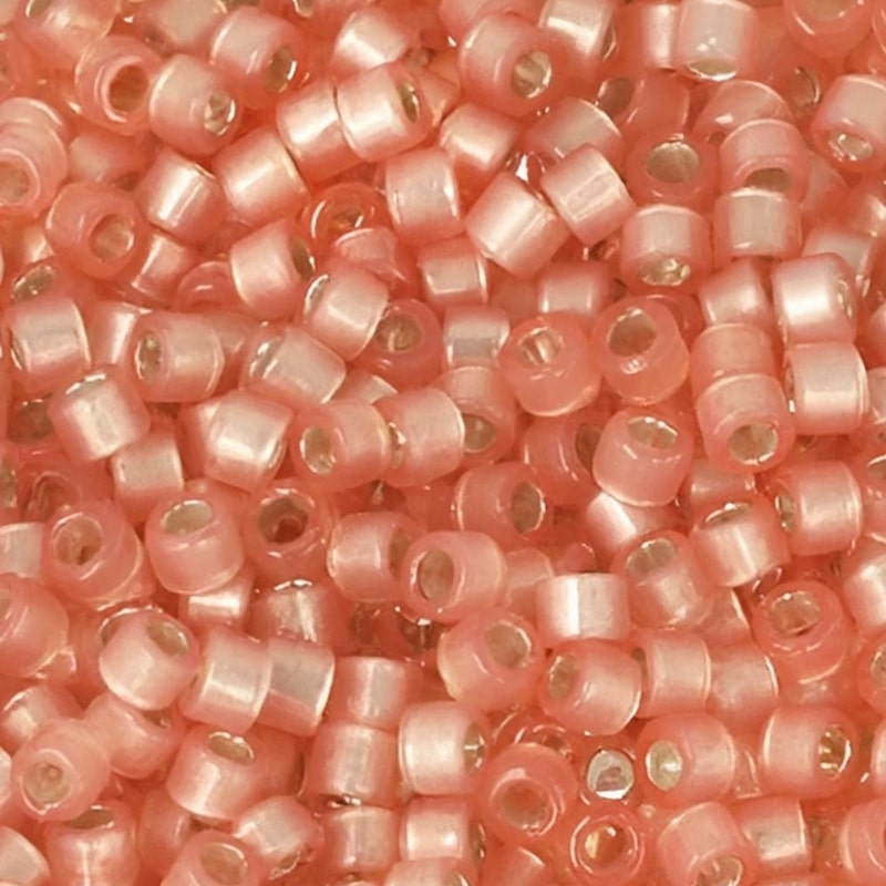 DB0622 Miyuki Delica Seed Beads 11/0 Silver Lined Peach Alabaster