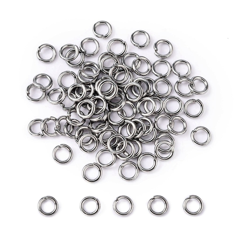 Stainless Steel Open Jump Rings 6mm Round Tarnish Resistant 60pcs