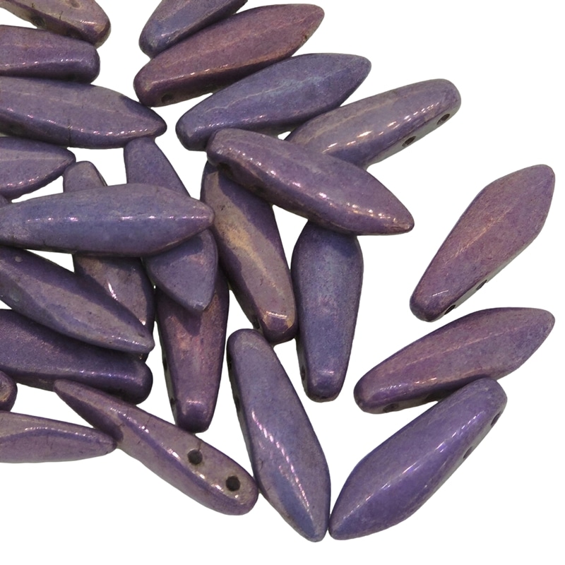 Dagger Beads 2-Hole 5x16mm Chalk Vega Luster 25pcs