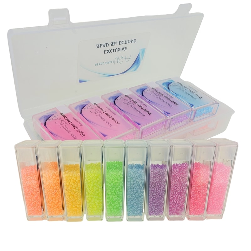Set of 10 Colors 100GM Miyuki Size 11/0 Round Seed Beads – Luminous Rainbow Collection