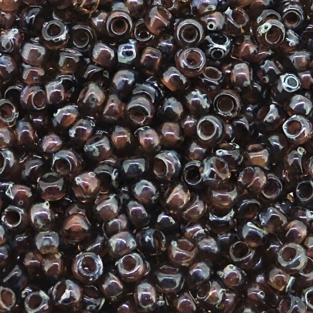 Miyuki Round Seed Beads Size 11/0 Picasso Transparent Dark Amber 23GM