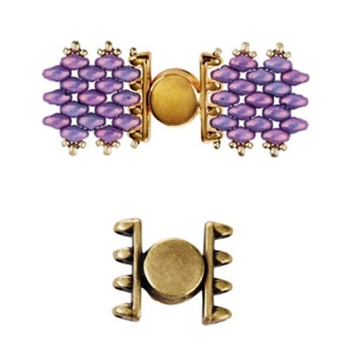 Cymbal Magnetic Clasp 2pcs Ateni IV for SuperDuo Beads Antique Brass