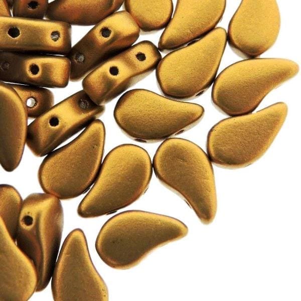 Paisley Duo Beads Czech Glass 8x5mm 10GM Bronze Gold