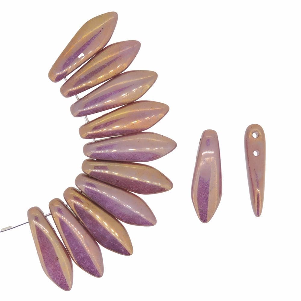 Dagger Beads 2-Hole 5x16mm Chalk Violet Luster 25pcs