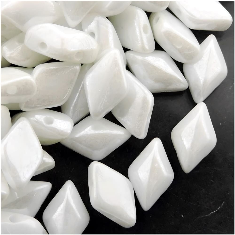 GemDuo Beads 2-Hole 8x5mm 10GM- Chalk White Luster