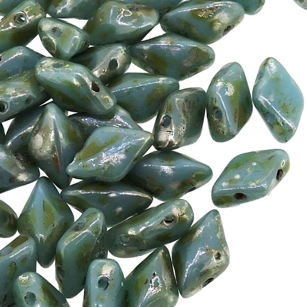 GemDUO 2-Hole beads 8x5mm 10GM – Turquoise Blue Picasso