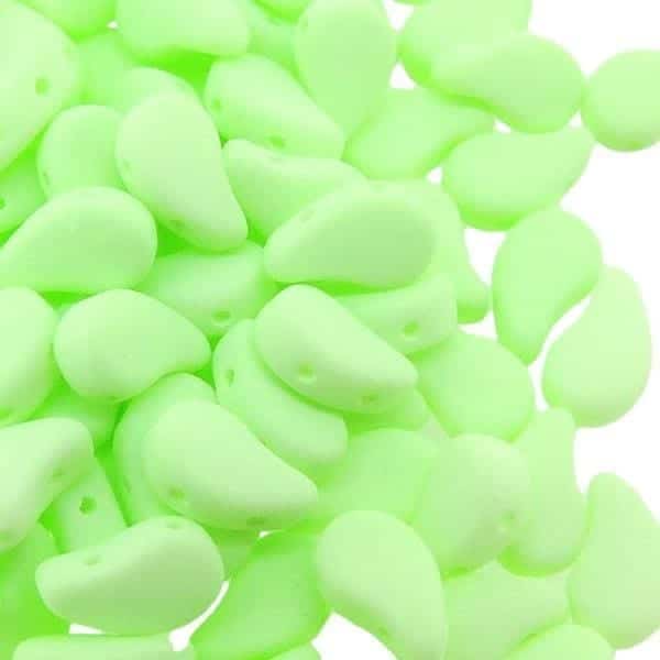 Paisley Duo Beads Czech Glass 8x5mm 10GM Bondeli Matte Lime