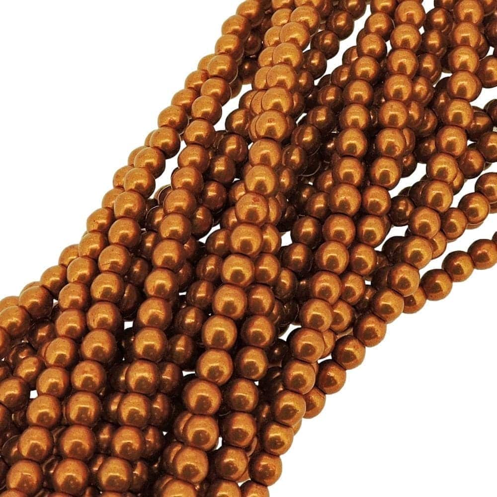 Czech Round Druk Beads 3mm – Saturated Metallic Russet Orange 100pcs