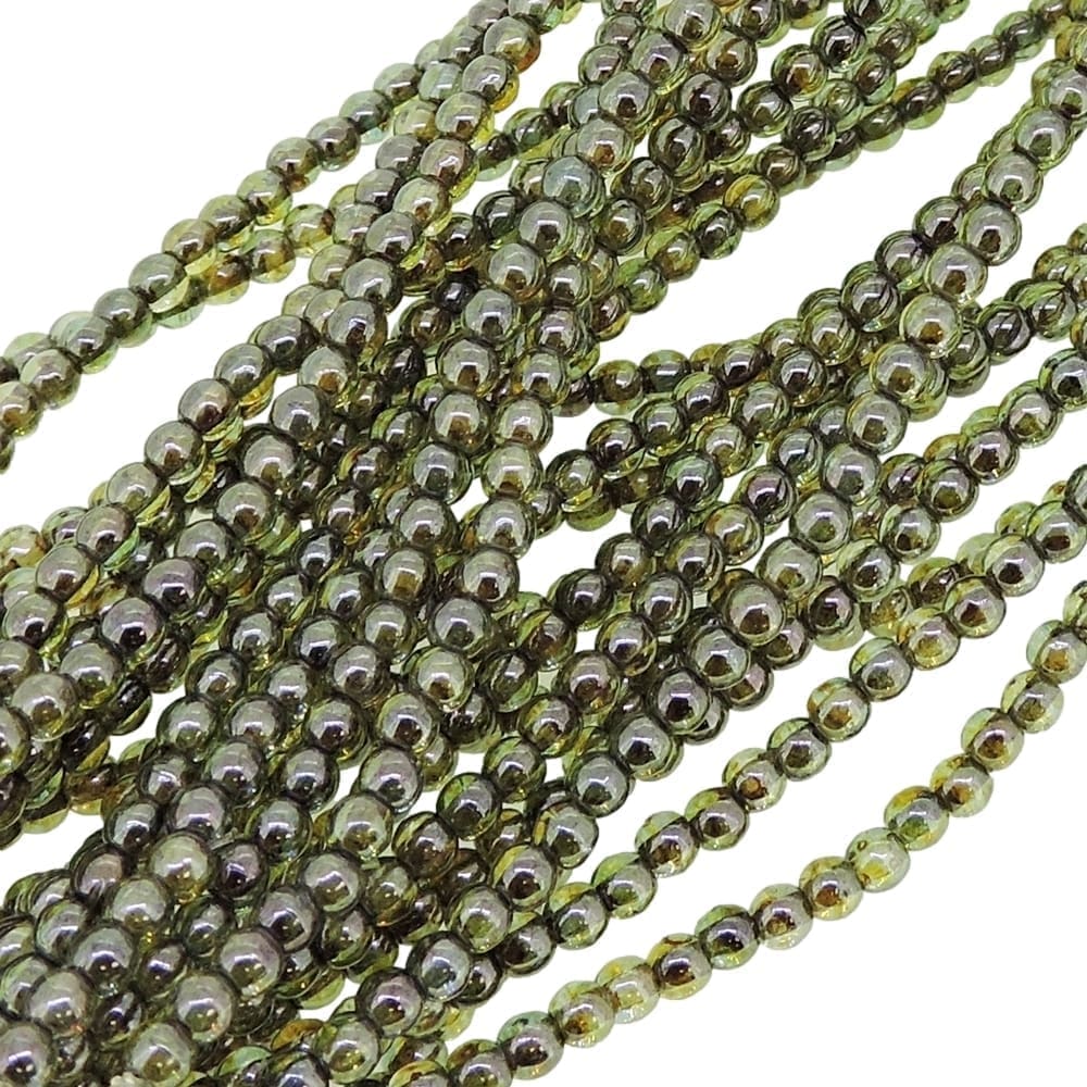 Czech Round Druk Beads 3mm – Luster Transparent Green 100pcs