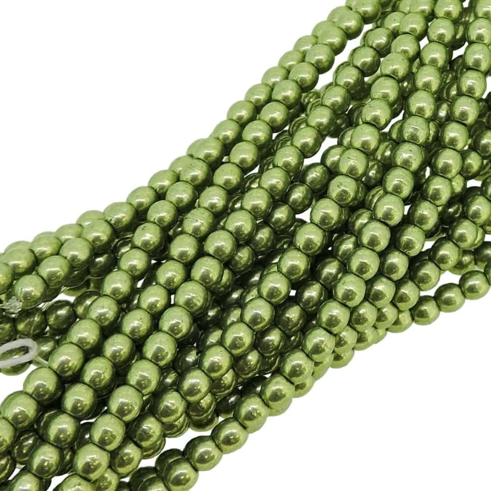 Czech Round Druk Beads 3mm – Saturated Metallic Greenery 100pcs