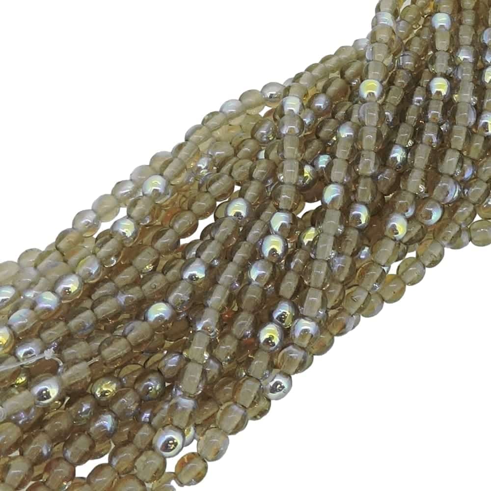 Czech Round Druk Beads 3mm – Smoky Topaz AB 100pcs