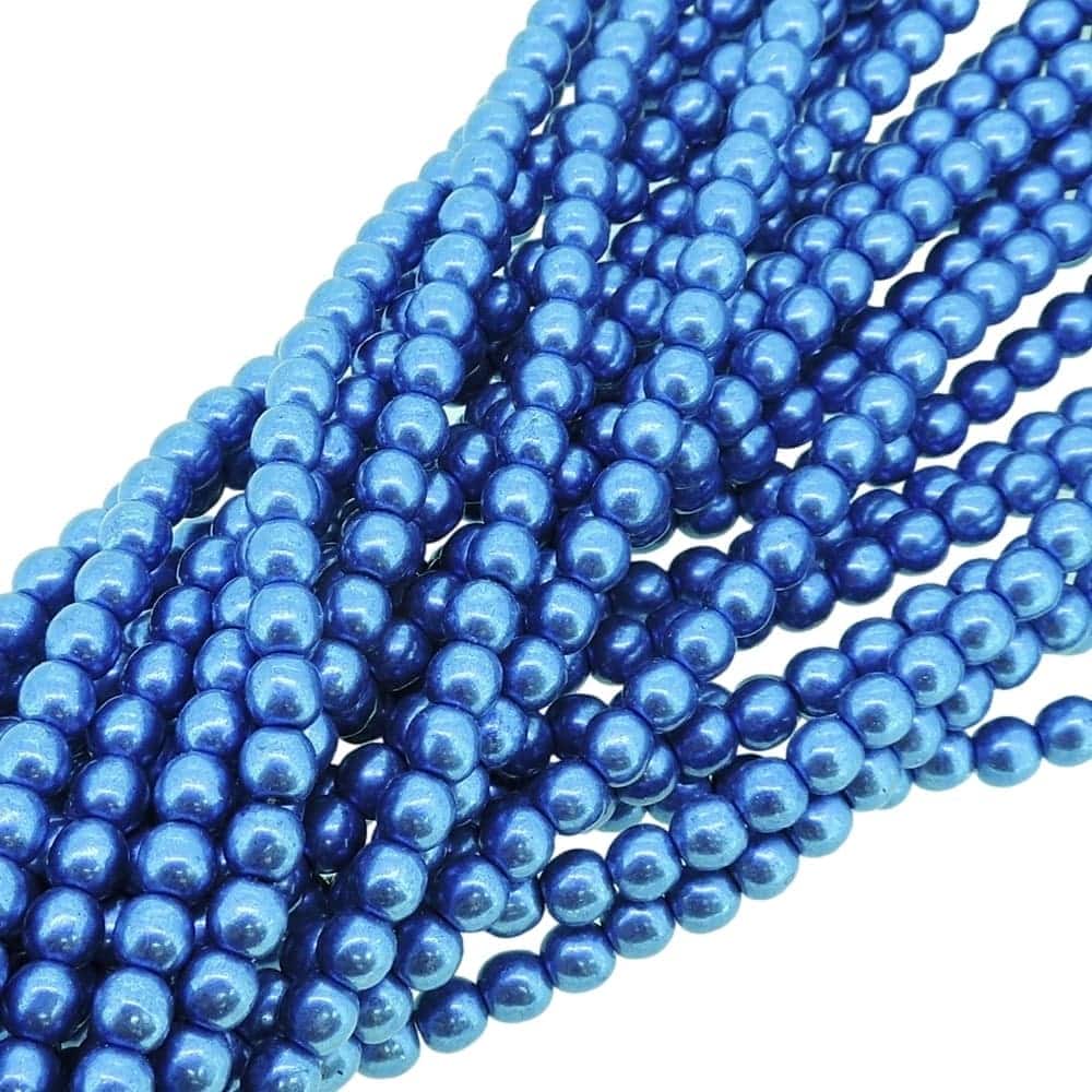 Czech Round Druk Beads 4mm – Saturated Metallic Navy Peony 100pcs