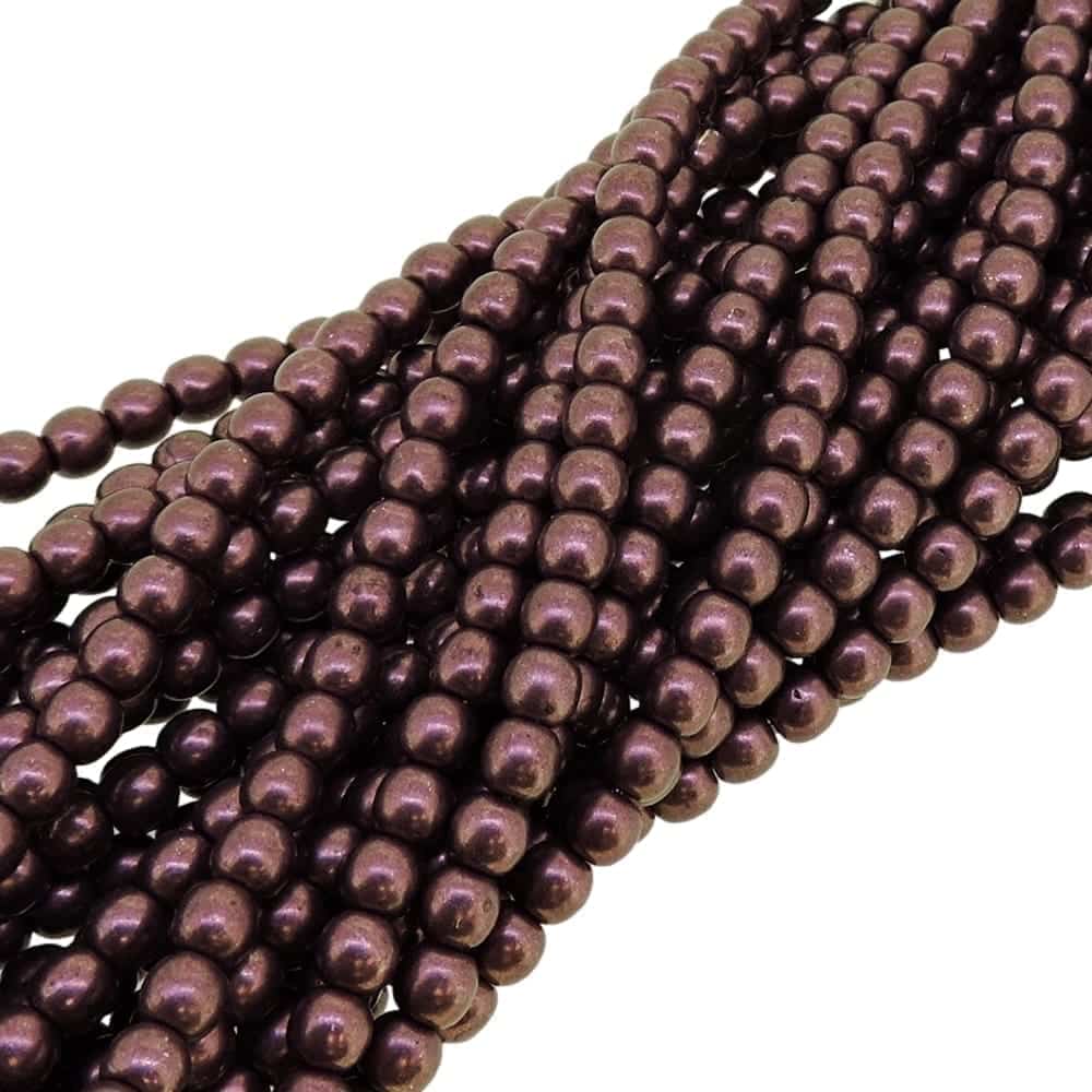 Czech Round Druk Beads 4mm – Saturated Metallic Red Pear 100pcs