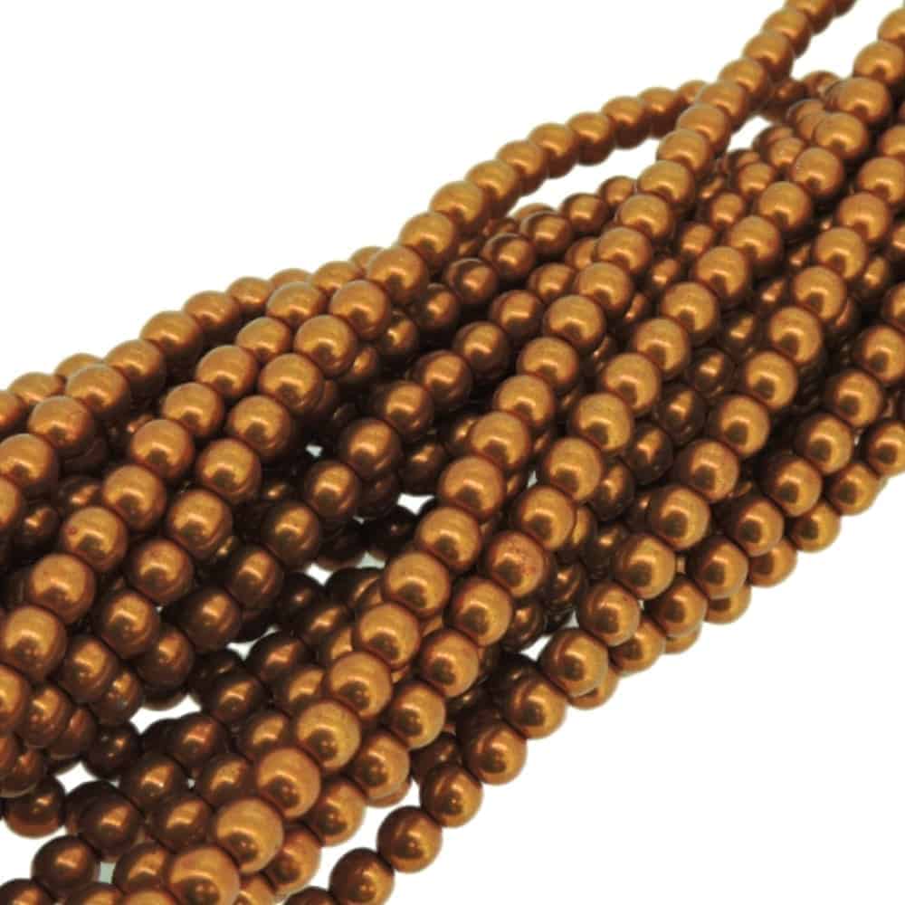 Czech Round Druk Beads 4mm – Saturated Metallic Russet Orange 100pcs