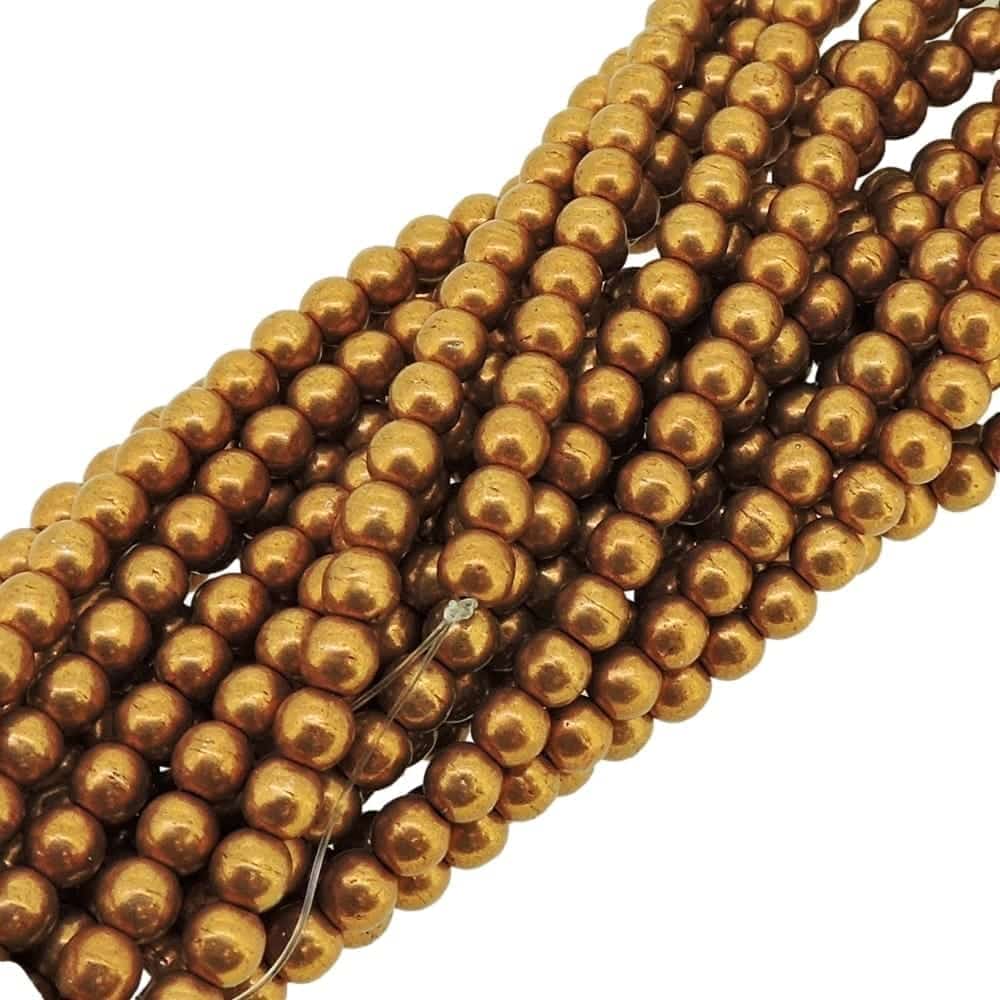 Czech Round Druk Beads 4mm – Saturated Metallic Hazel 100pcs