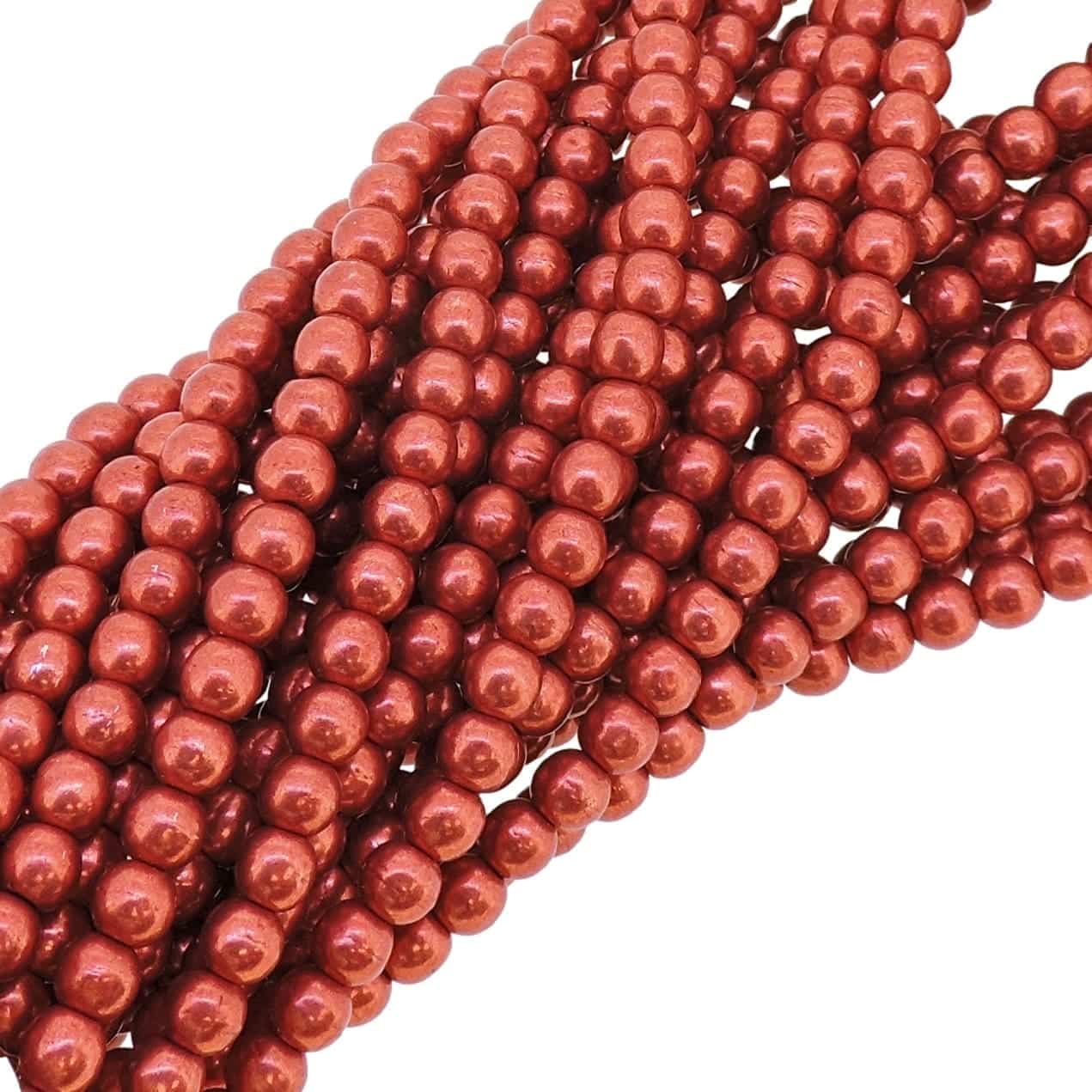Czech Round Druk Beads 4mm – Saturated Metallic Cranberry 100pcs