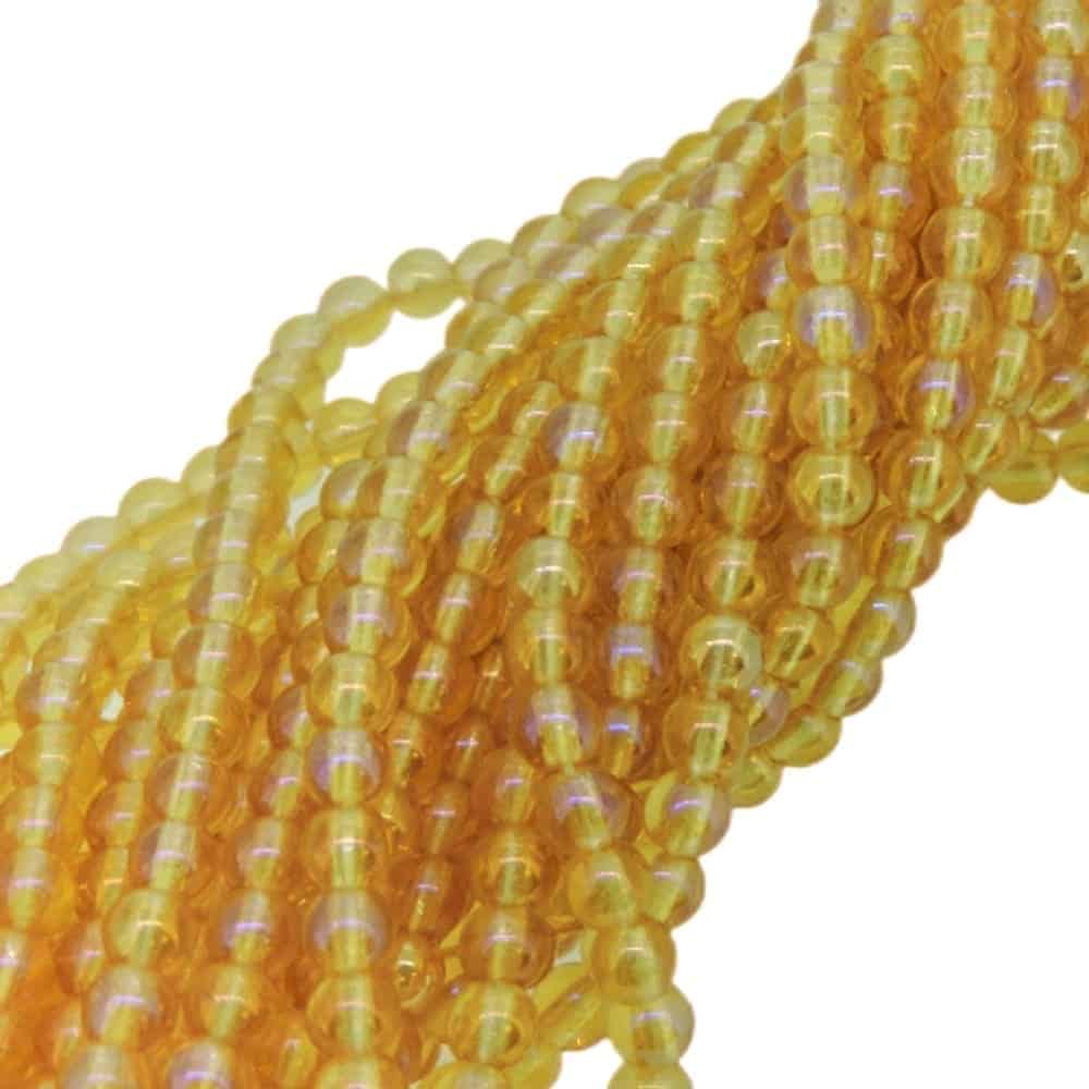 Czech Round Druk Beads 4mm – Luster Iris Light Topaz 100pcs