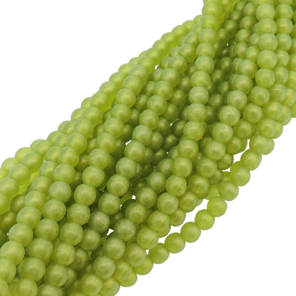 Czech Round Druk Beads 4mm – Sueded Gold Olivine 100pcs