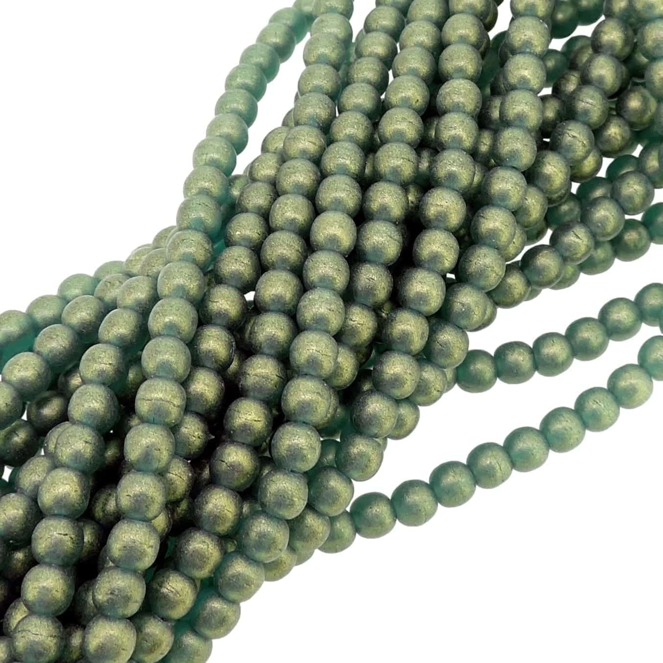 Czech Round Druk Beads 4mm – Sueded Gold Teal 100pcs