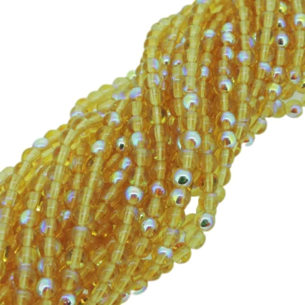 Czech Round Druk Beads 4mm – Medium Topaz AB 100pcs
