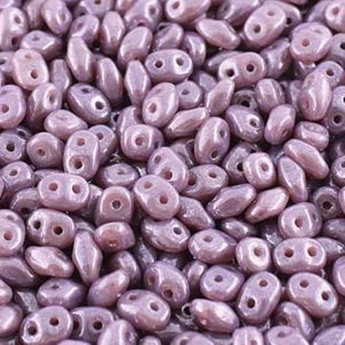 SuperDuo Beads Two-hole 5×2.5mm Opal Violet White Luster