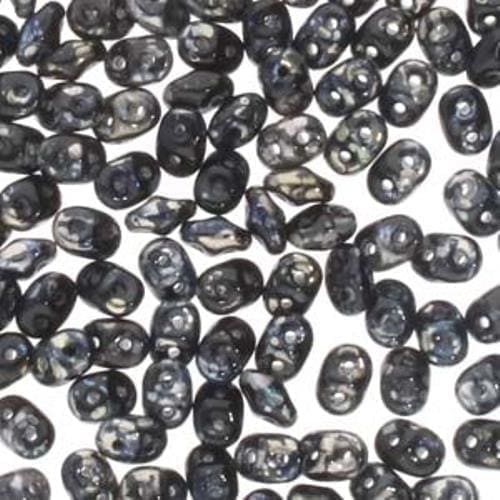 SuperDuo Beads Two-hole 5×2.5mm Jet Rembrandt 22GM