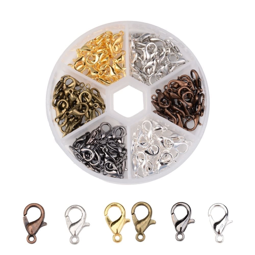 Lobster Clasps 120-Piece Set 12mm x 7mm, 6 colors, 20pcs/Color