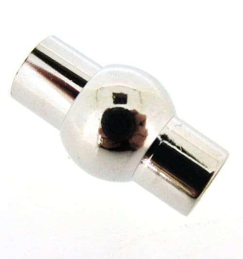 End Cap/ Magnetic Clasp 17x9mm, Silver Tone, 5mm Hole, 10 Sets