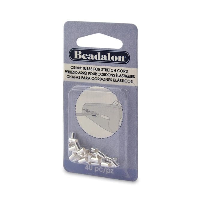Crimp Tubes For 1.0mm Stretch Cord, Silver Plated 40pcs