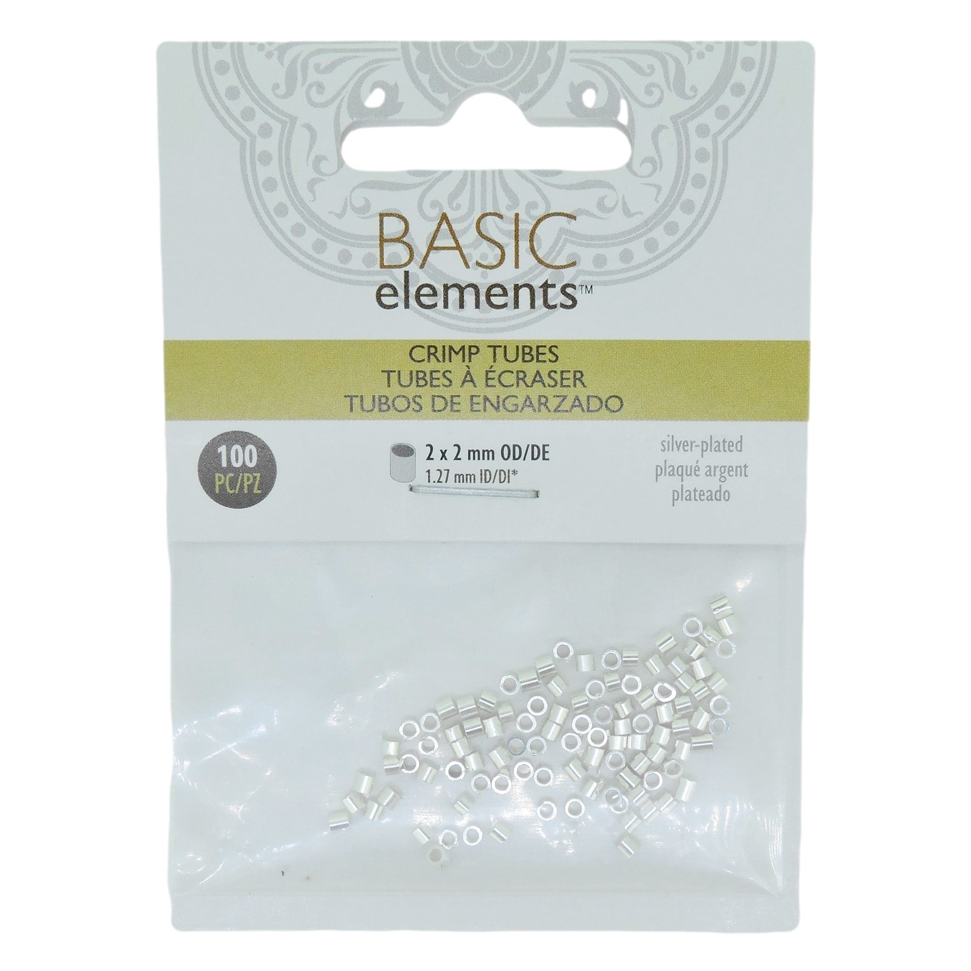 BeadSmith Crimp Tubes 2x2mm 100pcs Silver Plated