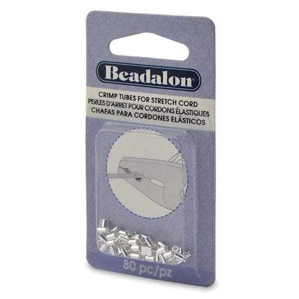 Crimp Tubes For 0.8mm Stretch Cord, Silver Plated 80pcs