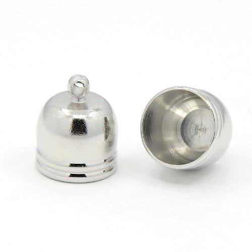 End Caps Silver Tone 14 x12mm, hole 10mm. Pack of 10