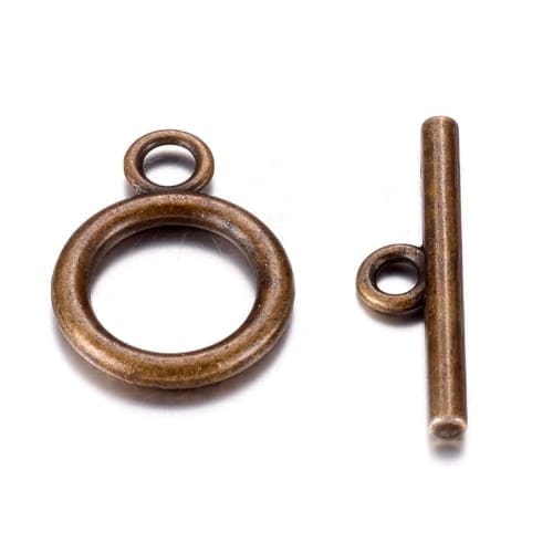 Toggle Clasps Round Antique Bronze 15mm, 20 Sets