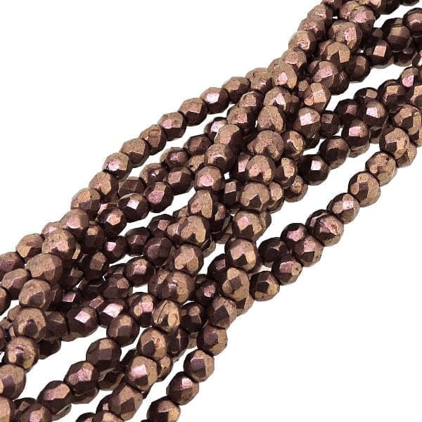 Fire Polished Faceted 2mm Round Beads 50pcs – Saturated Metallic Butterum