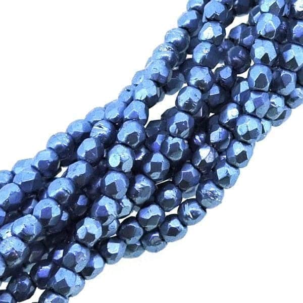 Fire Polished Faceted 2mm Round Beads 50pcs – Saturated Metallic Little Boy Blue