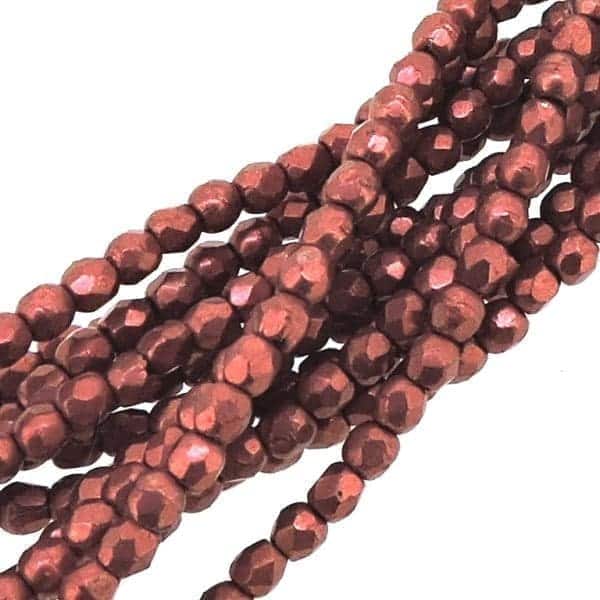 Fire Polished Faceted 2mm Round Beads 50pcs – Saturated Metallic Cherry Tomato