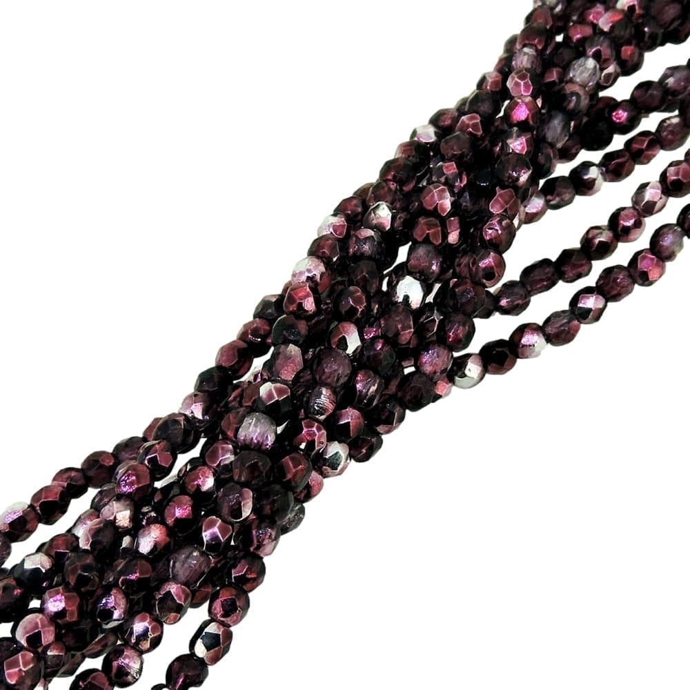 Fire Polished Faceted 2mm Round Beads 50pcs – Mirror Cranberry