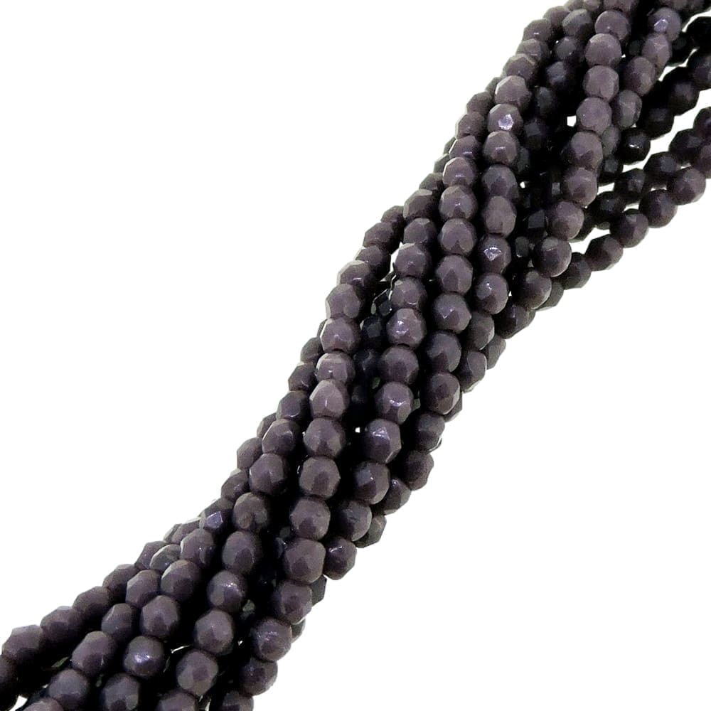 Fire Polished Faceted 2mm Round Beads 50pcs – Opaque Purple